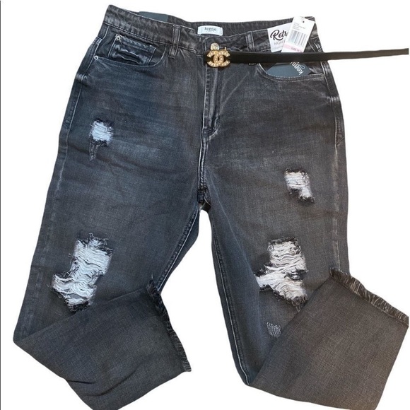 NWT Kensie Charcoal Distressed Jeans - Picture 4 of 7